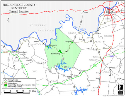 Location map - copyright Lincoln Trail Area Development District
